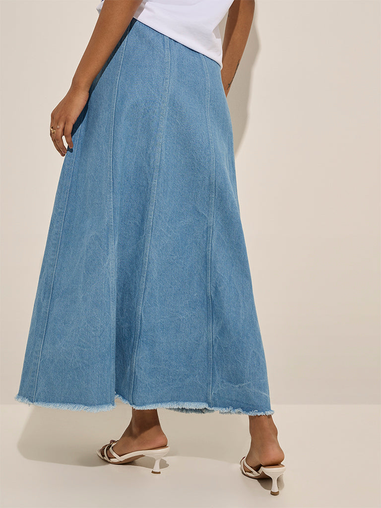 LOV Blue High-Rise Denim Skirt