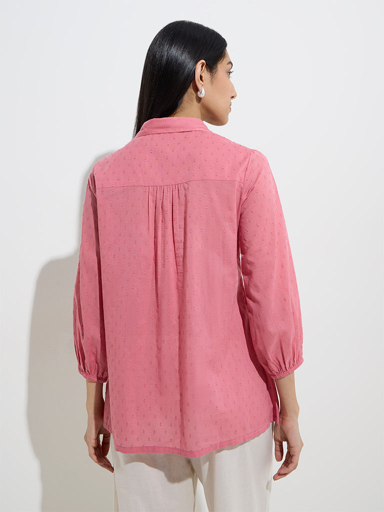 Utsa Dusty Pink Embroidered Cotton Kurti