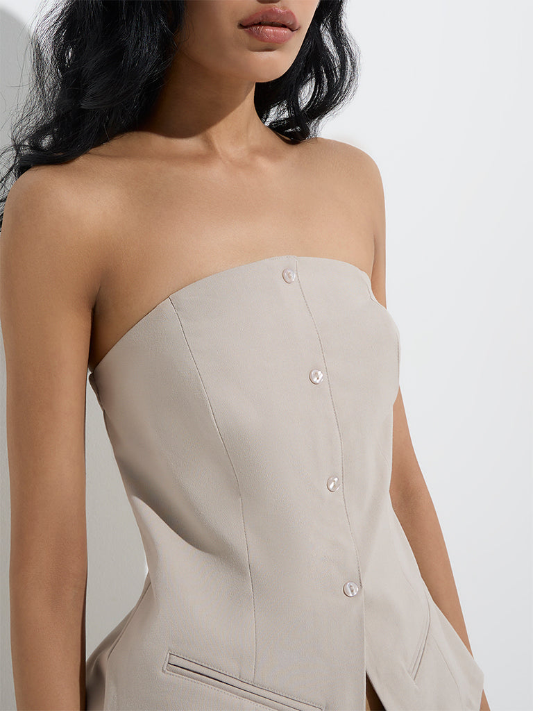 Nuon Beige Off-Shoulder Top