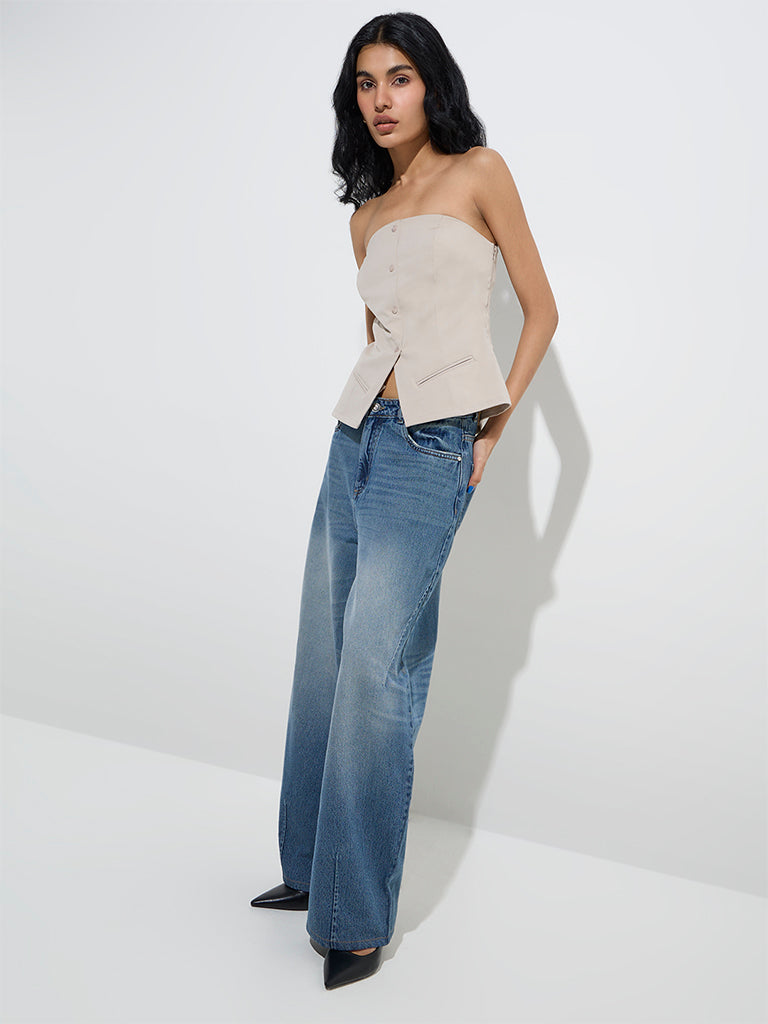 Nuon Beige Off-Shoulder Top