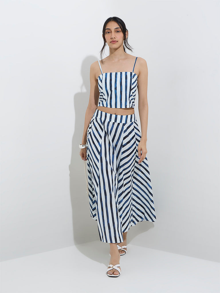 LOV Blue Stripe Printed Top