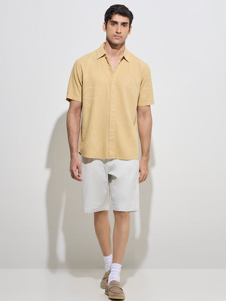 Ascot Mustard Abstract Design Relaxed-Fit Shirt