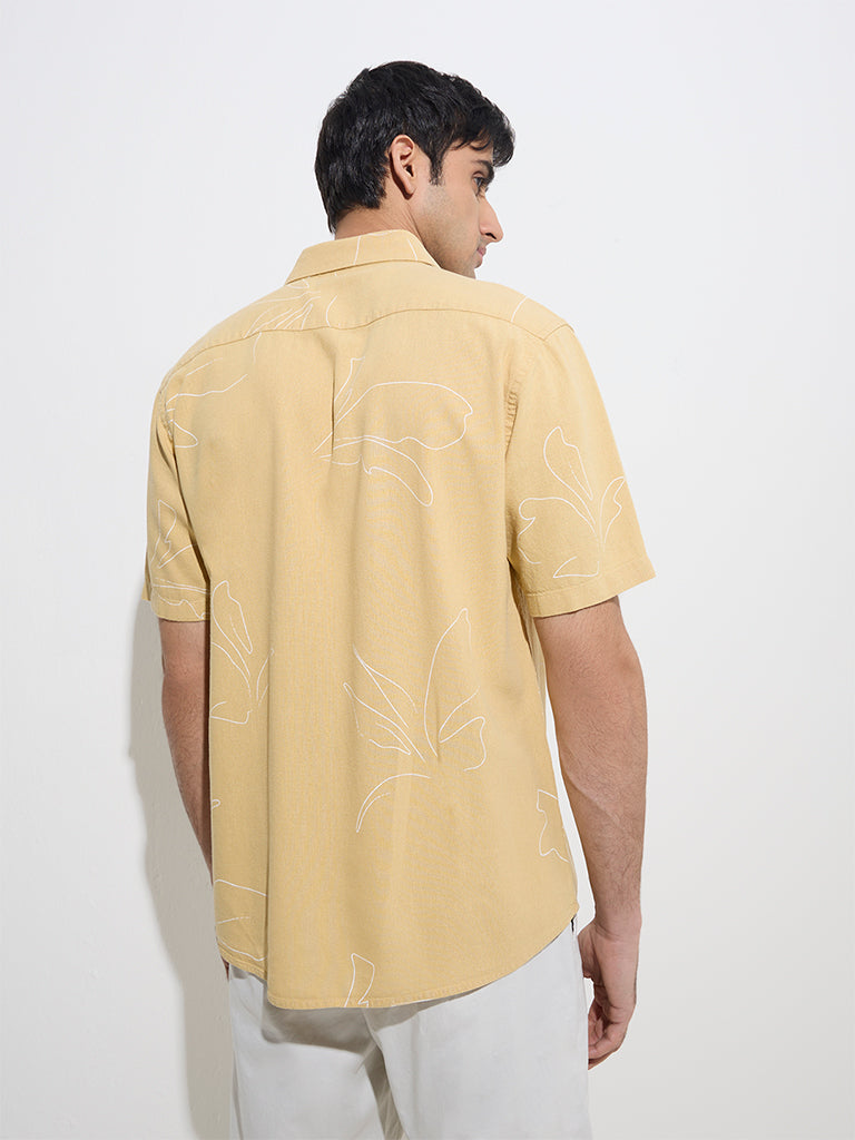 Ascot Mustard Abstract Design Relaxed-Fit Shirt