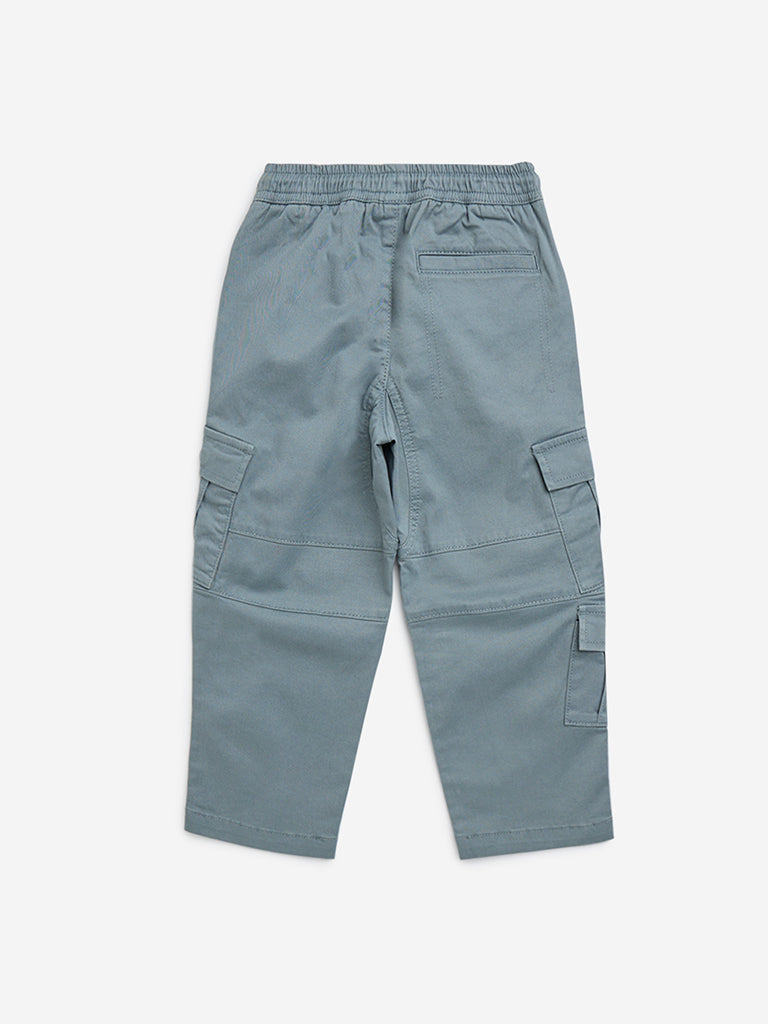 HOP Kids Teal Cargo-Style Mid-Rise Cotton-Blend Pants