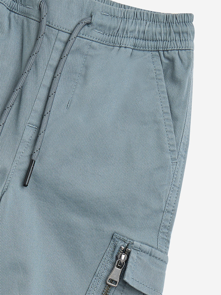 HOP Kids Teal Cargo-Style Mid-Rise Cotton-Blend Pants