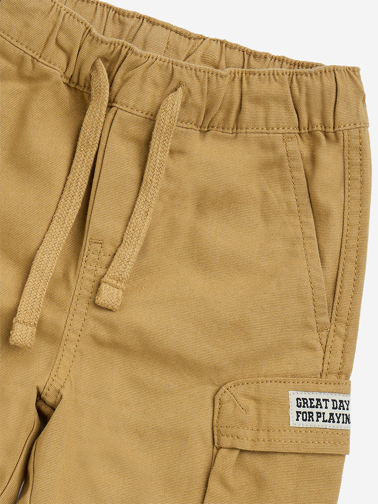 westisde HOP Boys' Kids Mustard Mid-Rise Cotton Shorts for Casual Wear Zoom View