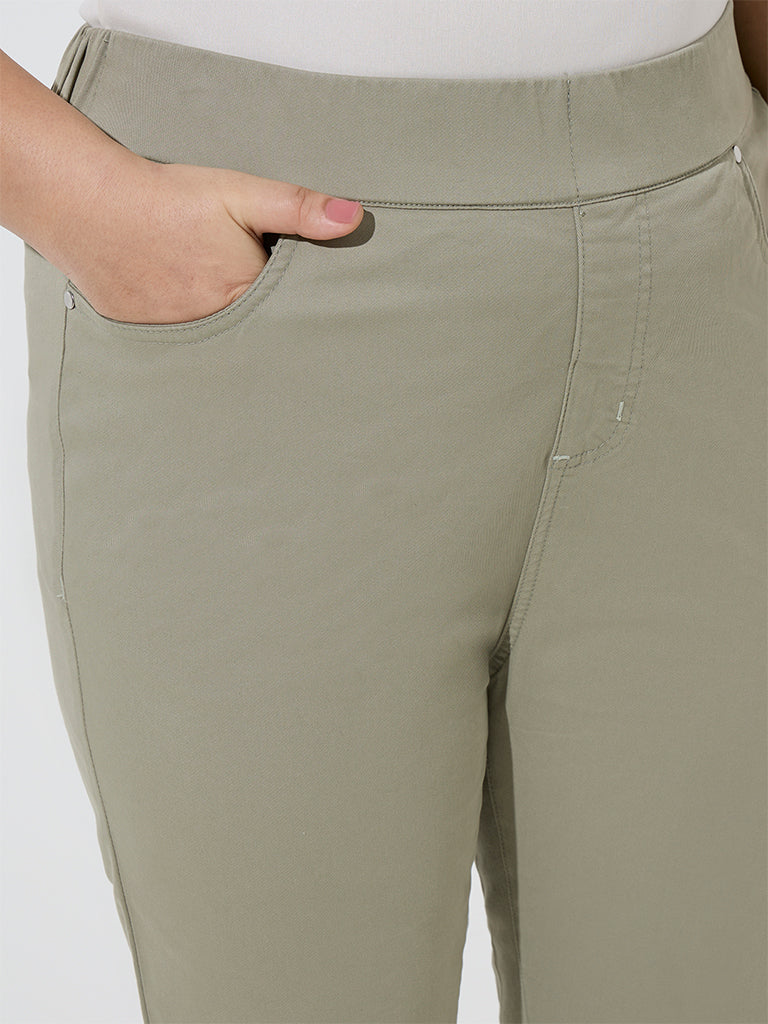 Gia Sage High-Rise Cotton-Blend Jeggings
