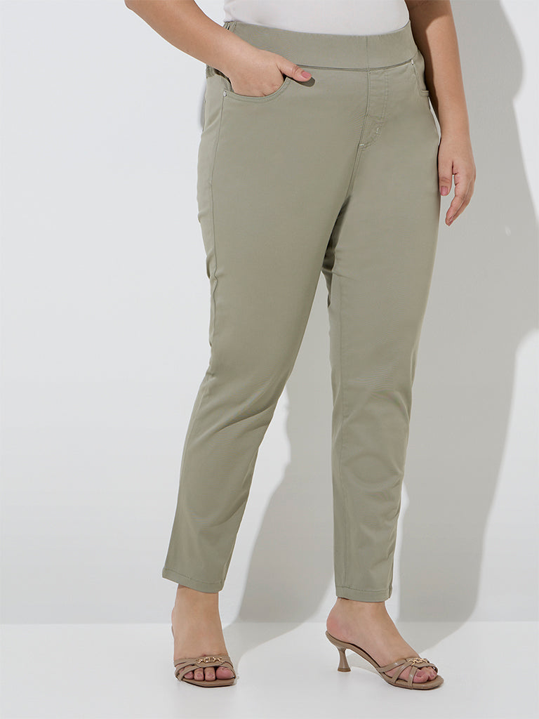Gia Sage High-Rise Cotton-Blend Jeggings