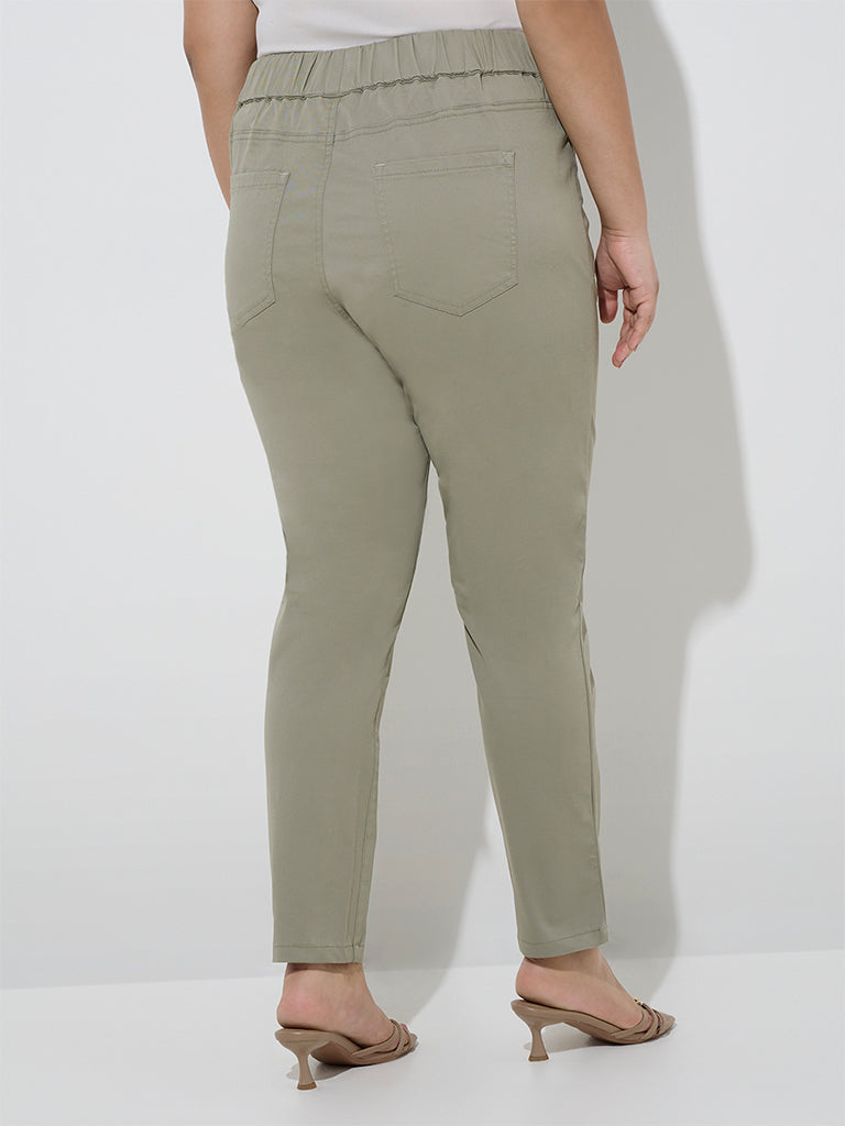 Gia Sage High-Rise Cotton-Blend Jeggings