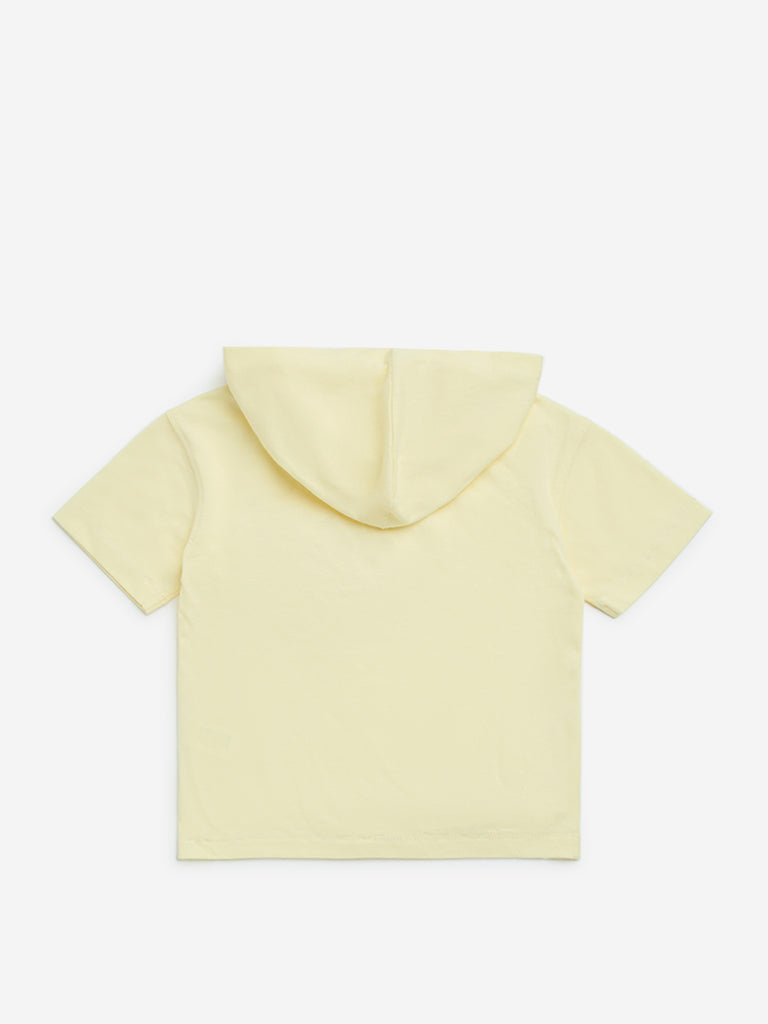 HOP Kids Yellow Text Embossed Cotton Hoodie