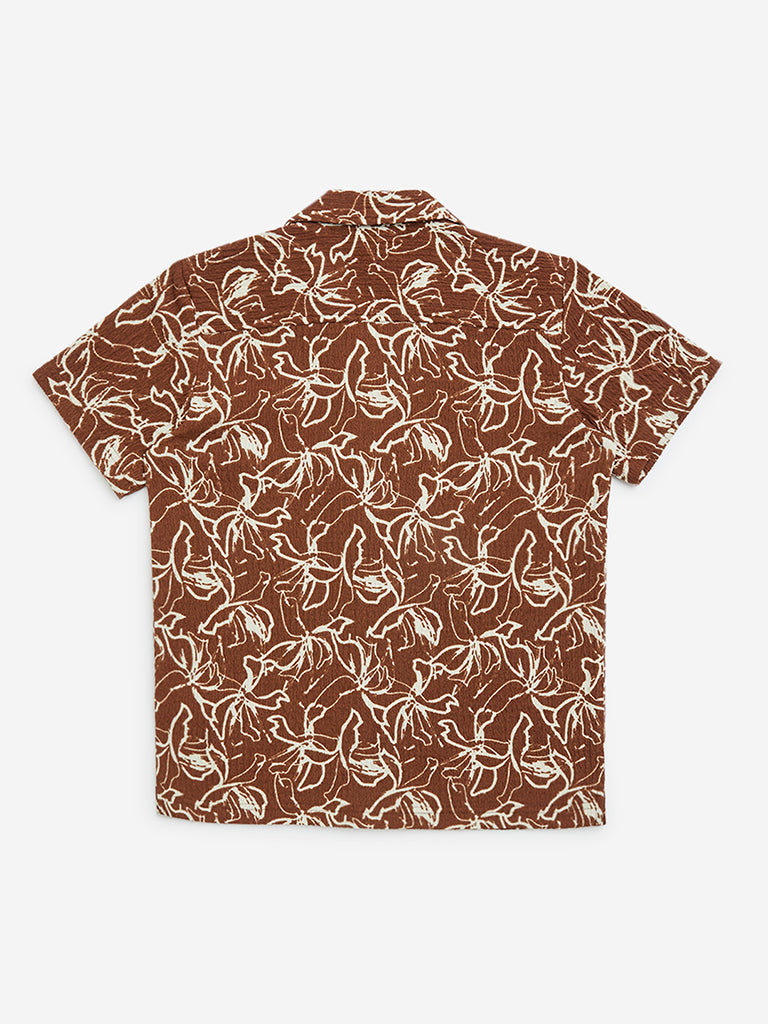 Y&F Kids Brown Floral Patterned Shirt