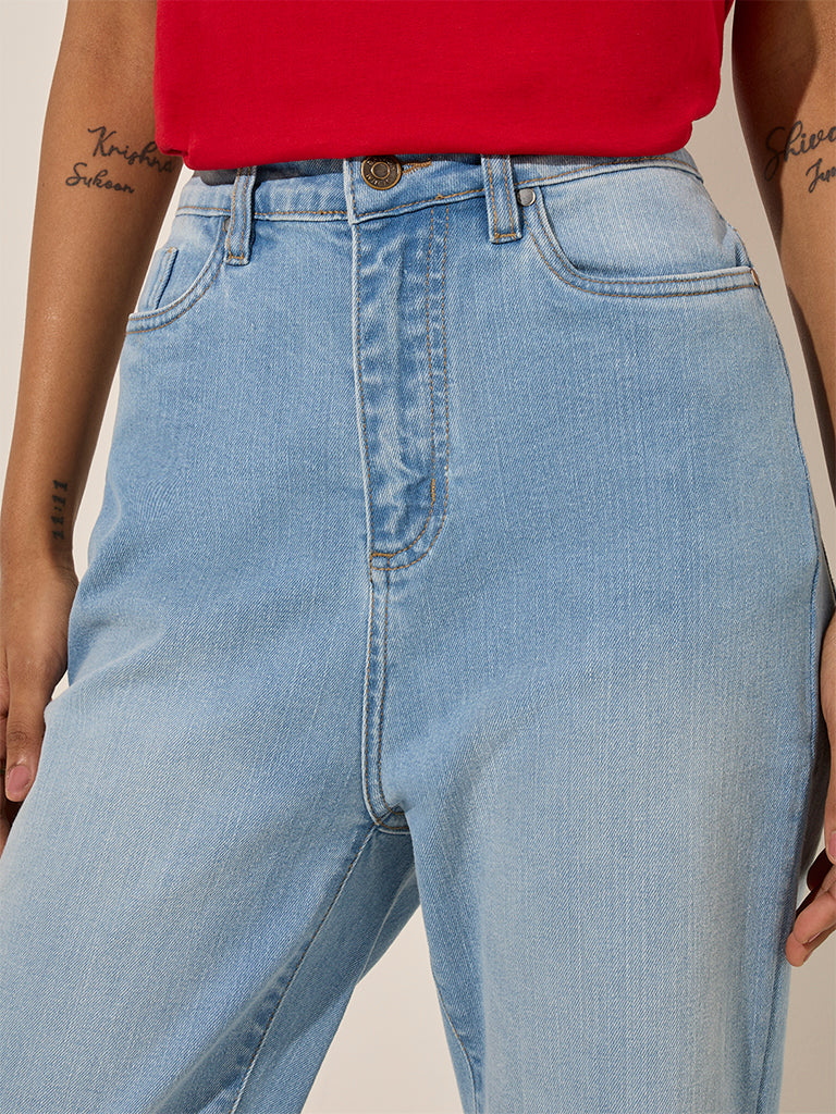 LOV Light Blue Faded Straight - Fit High - Rise Jeans