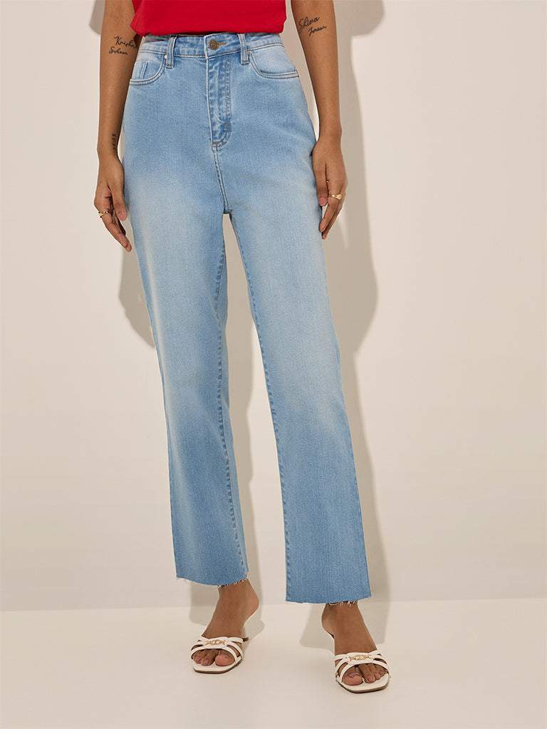 LOV Light Blue Faded Straight - Fit High - Rise Jeans