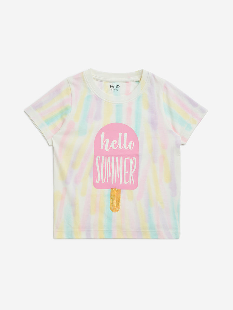 HOP Kids Multicolour Tie-Dye Design Cotton T-Shirt