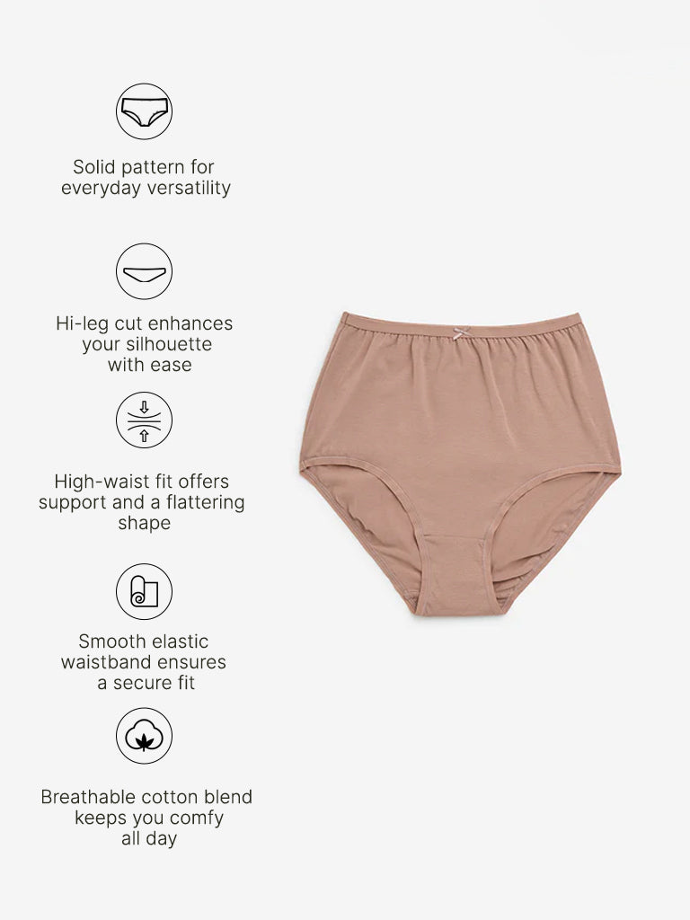 Westside Wunderlove Women's Dusty Rose Cotton-Blend Full Briefs - Pack of 3 for Casual Wear Infographic Image