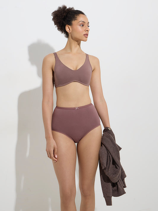 Westside Wunderlove Women's Dusty Rose Cotton-Blend Full Briefs - Pack of 3 for Casual Wear Front View