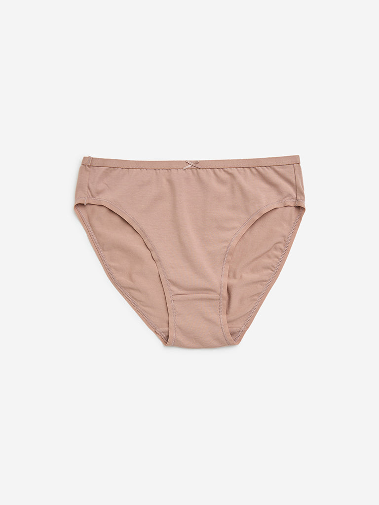 Westside Wunderlove Women's Dusty Pink Cotton-Blend Briefs - Pack of 3 for Casual Wear Flatlay Front View