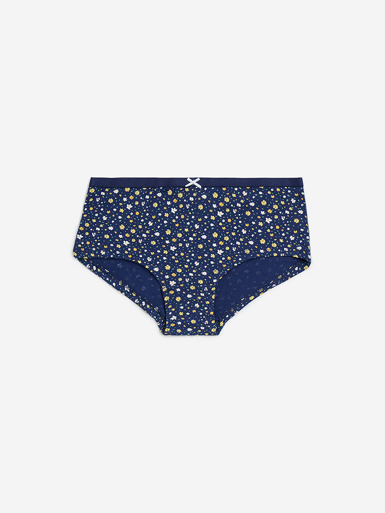 Wunderlove Blue Cotton-Blend Low-Rise Briefs - Pack of 3