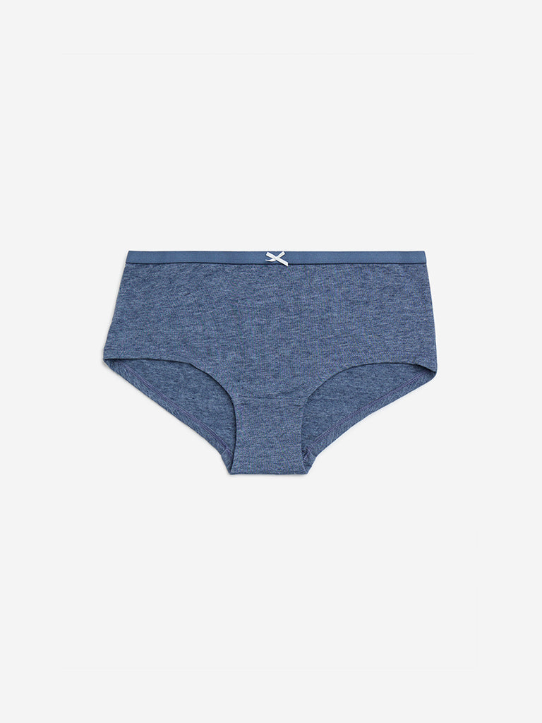 Wunderlove Blue Cotton-Blend Low-Rise Briefs - Pack of 3