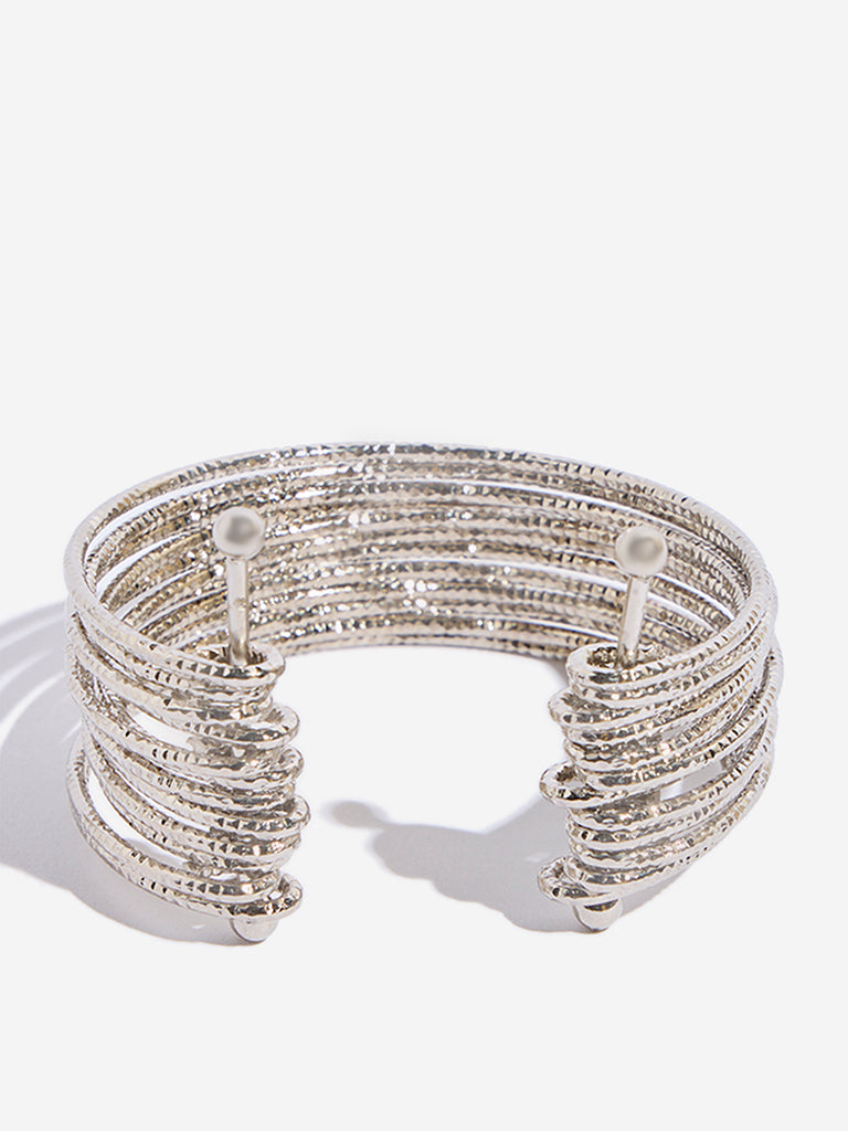 Westside Accessories Silver Multiline Open Cuff Bracelet