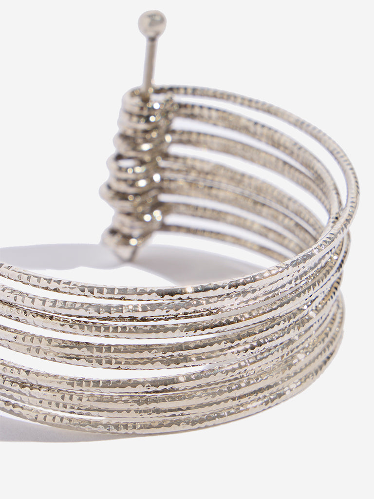 Westside Accessories Silver Multiline Open Cuff Bracelet