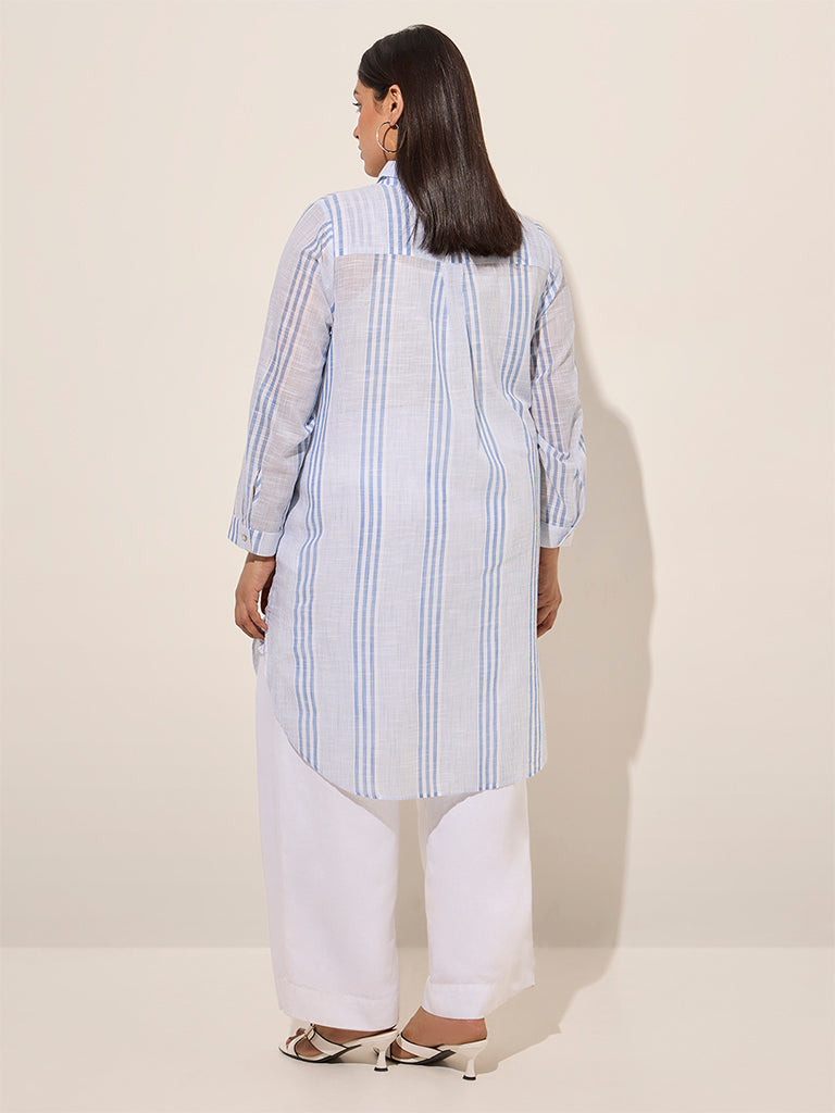 Gia Light Blue Striped Cotton Tunic