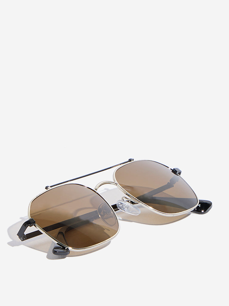 Nuon Brown Square Sunglasses with Cleaning Cloth