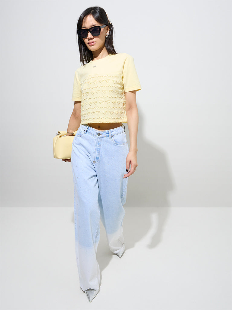 Nuon Light Blue Ombre Relaxed - Fit High - Rise Jeans