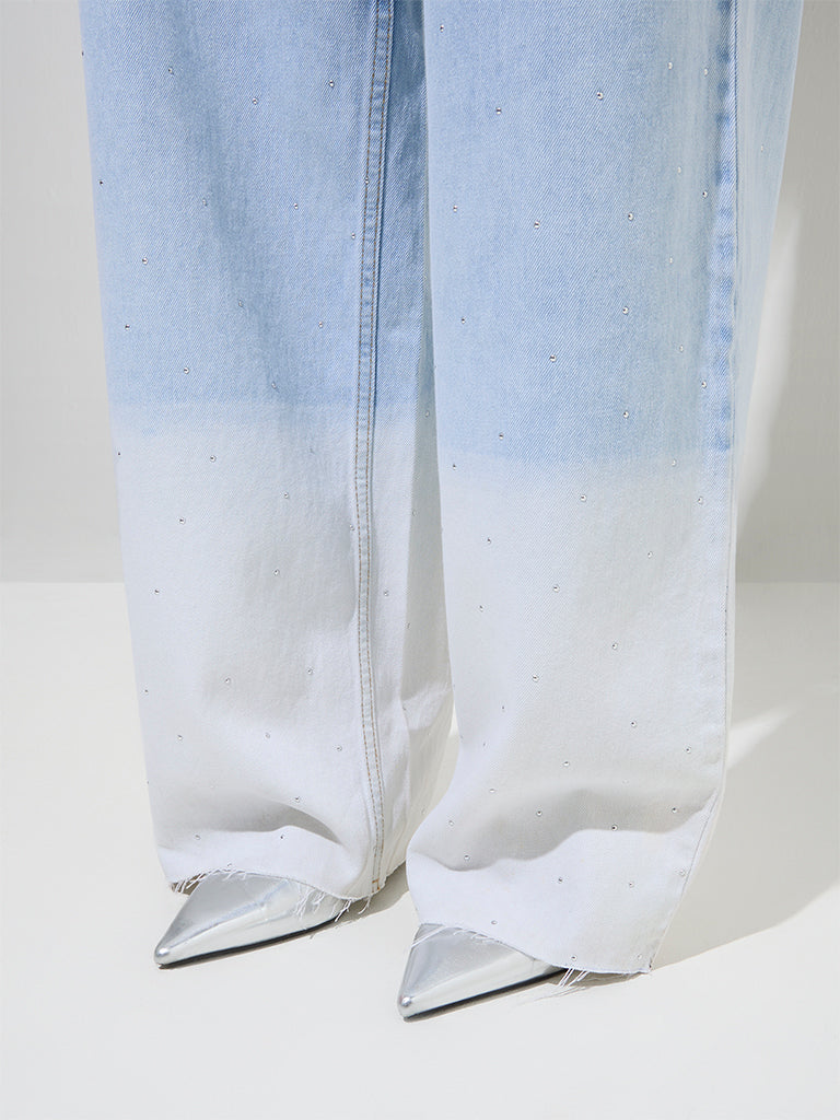 Nuon Light Blue Ombre Relaxed - Fit High - Rise Jeans