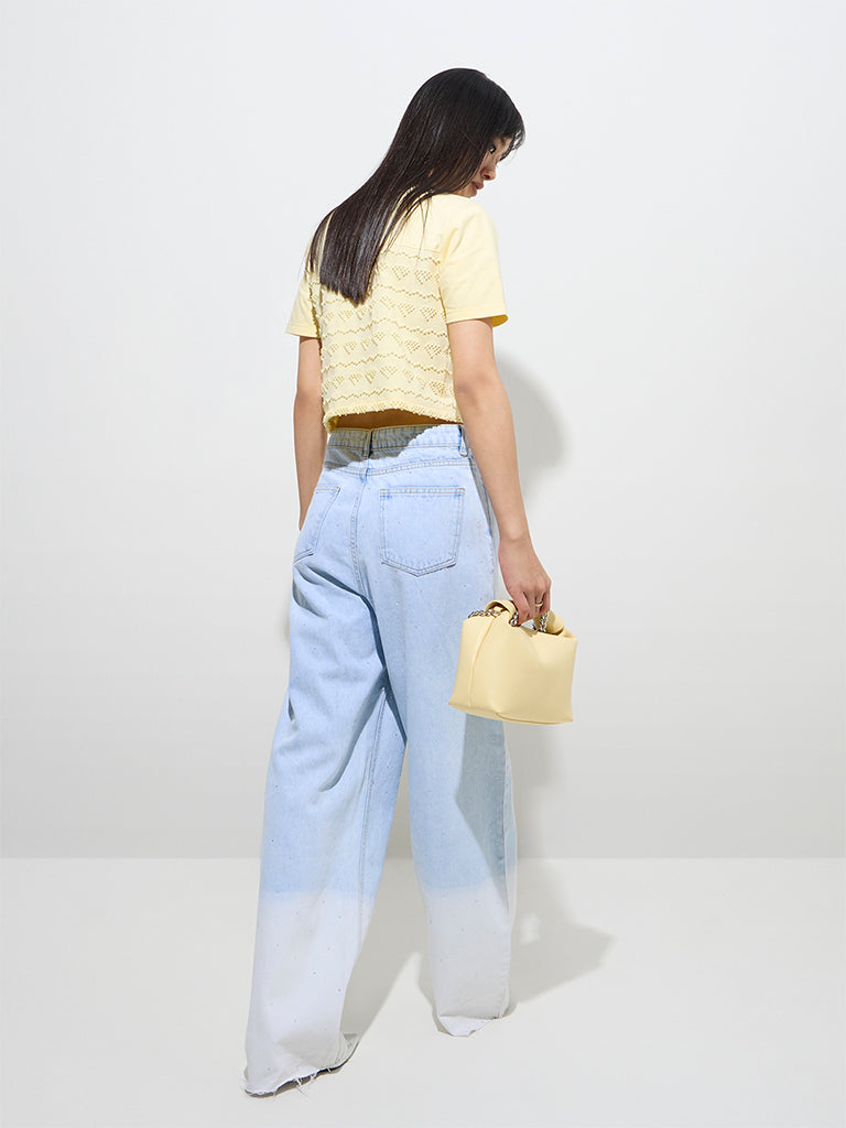 Nuon Light Blue Ombre Relaxed - Fit High - Rise Jeans
