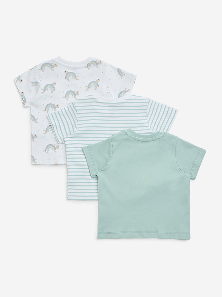 HOP Baby Sage Printed Cotton T-Shirts - Pack of 3