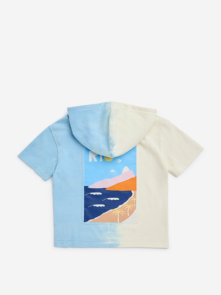 HOP Kids Blue Beach-Inspired Cotton Hoodie