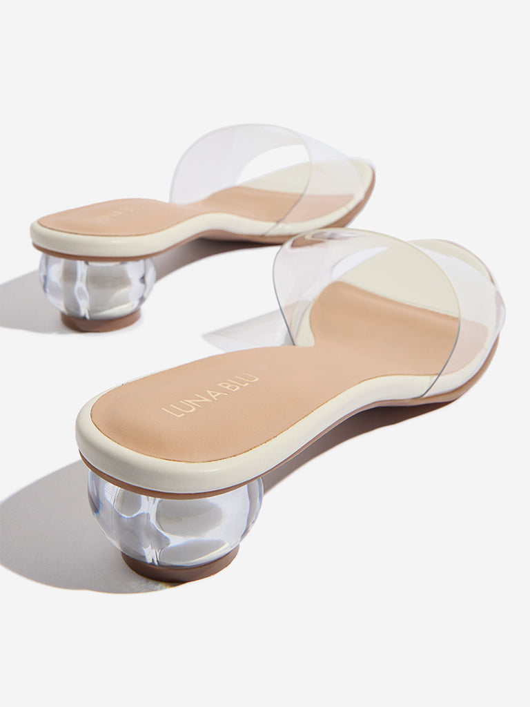 LUNA BLU Clear Vinyl Strap Heel Sandals