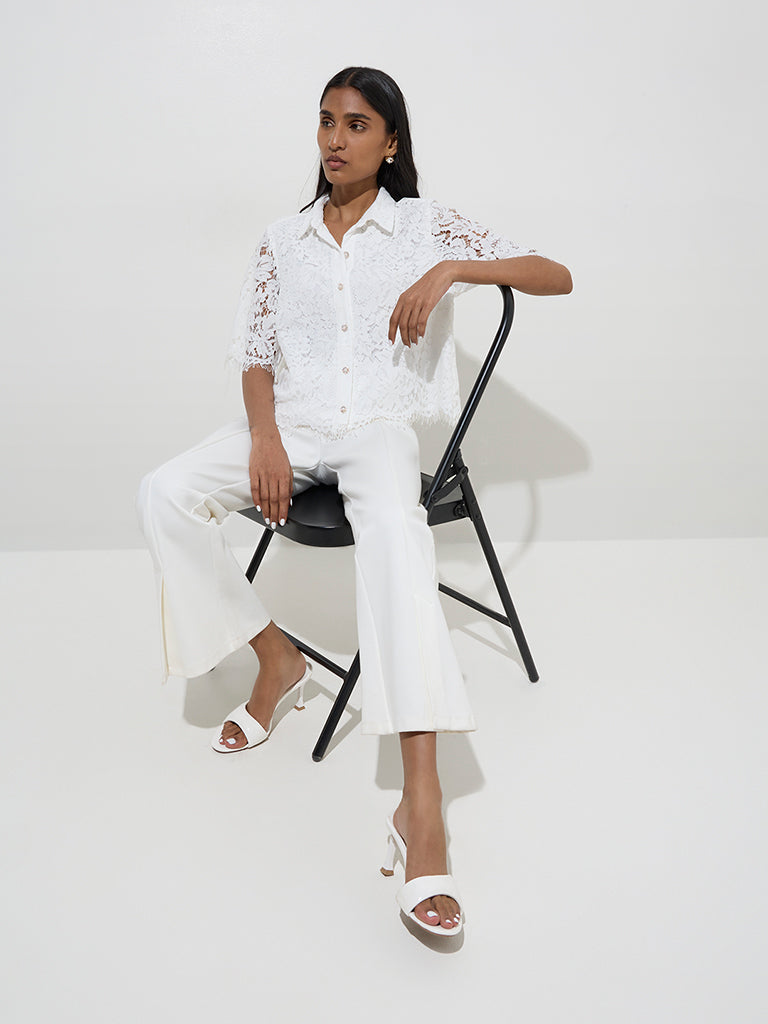 Wardrobe White Lace Design Shirt
