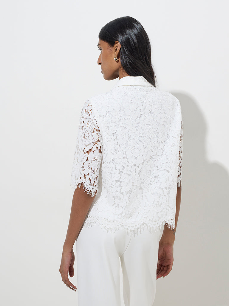 Wardrobe White Lace Design Shirt
