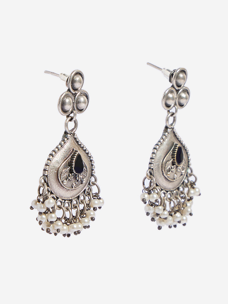 Westside Accessories Silver Teardrop Hanging Earrings