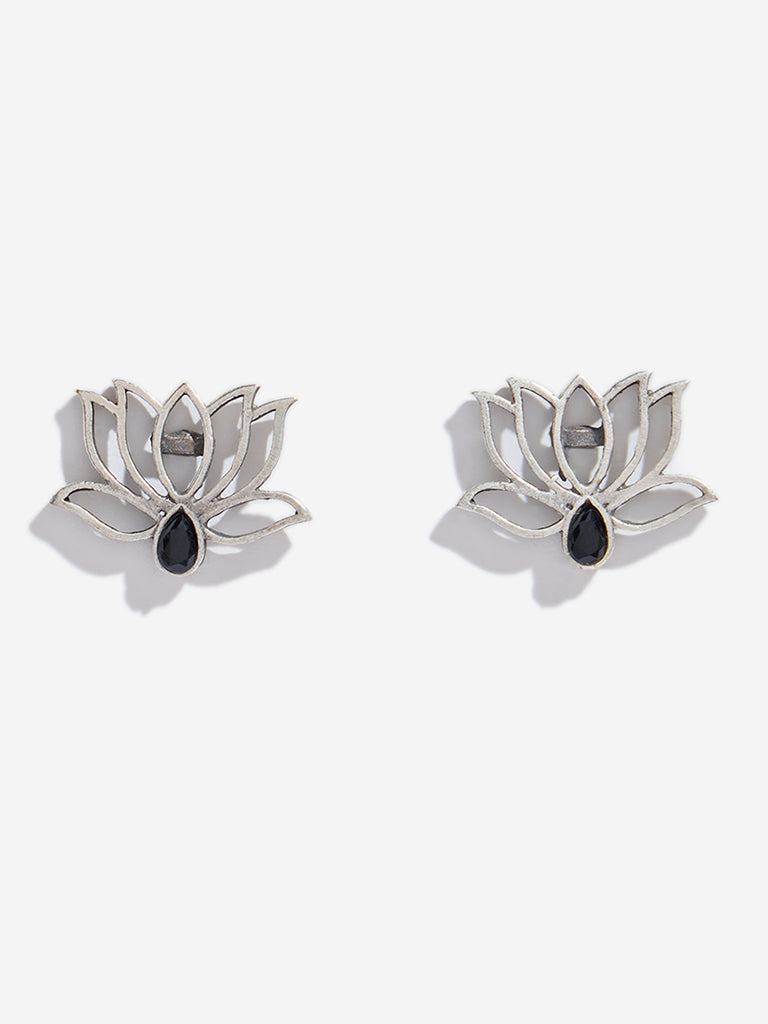 Westside Accessories Silver Lotus Cut-Out Earrings
