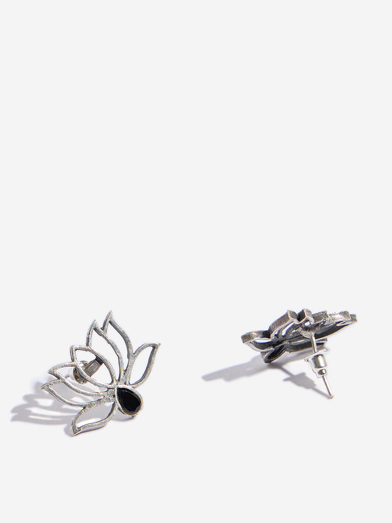 Westside Accessories Silver Lotus Cut-Out Earrings