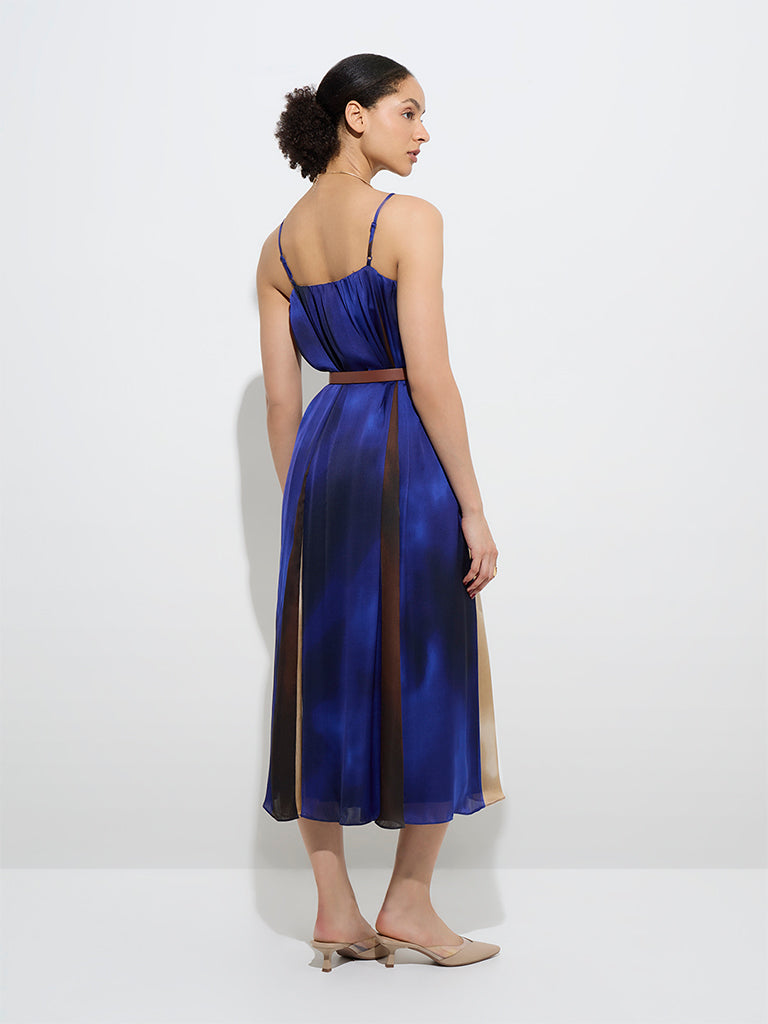 Wardrobe Multicolour Colour-Blocked A-Line Dress with Belt