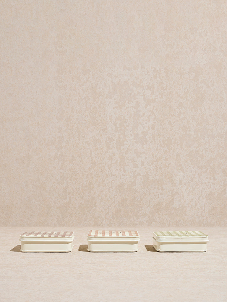 Westside Home Multicolour Gingham Checkered Snack Box (Set of 3)