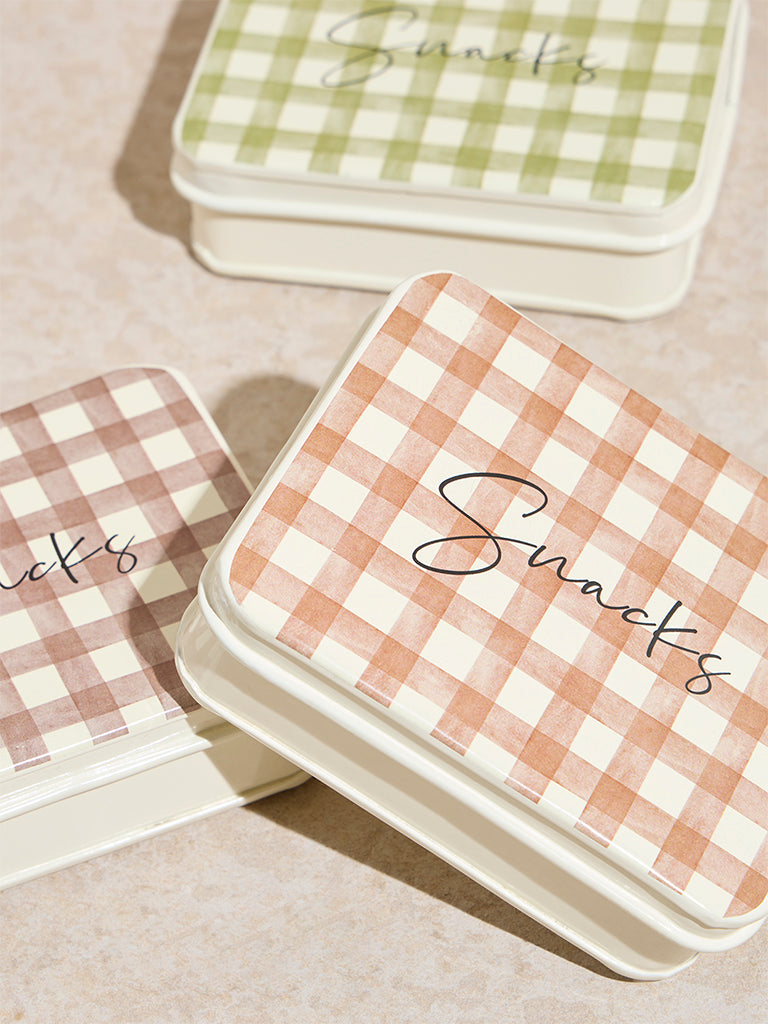 Westside Home Multicolour Gingham Checkered Snack Box (Set of 3)