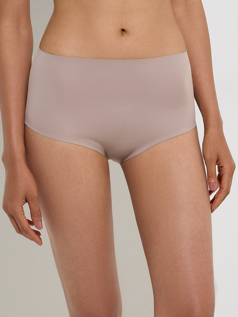 Wunderlove Taupe Invisible Cotton-Blend Full Brief
