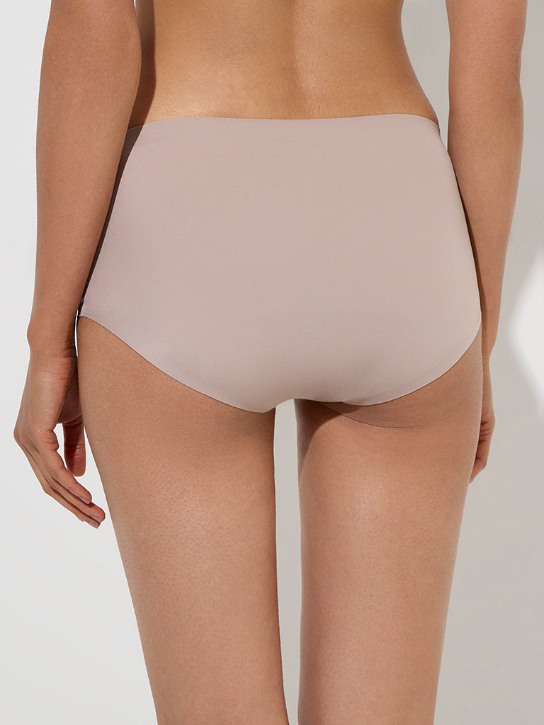Wunderlove Taupe Invisible Cotton-Blend Full Brief