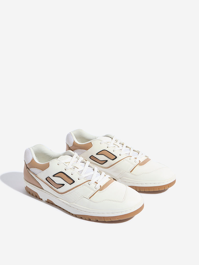 SOLEPLAY White Colour-Blocked Lace-Up Sneakers