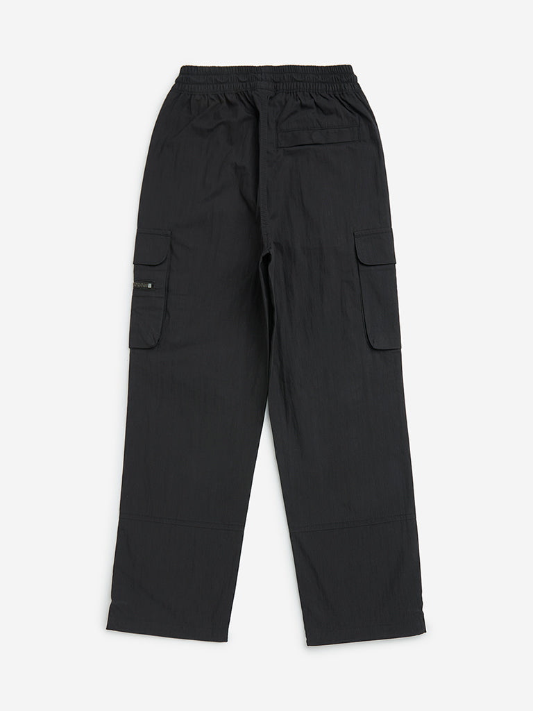 Y&F Kids Black Cargo-Style Mid-Rise Cotton-Blend Pants