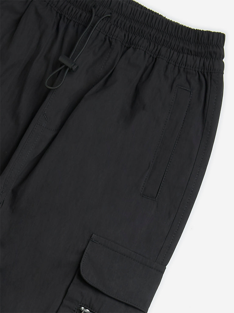 Y&F Kids Black Cargo-Style Mid-Rise Cotton-Blend Pants
