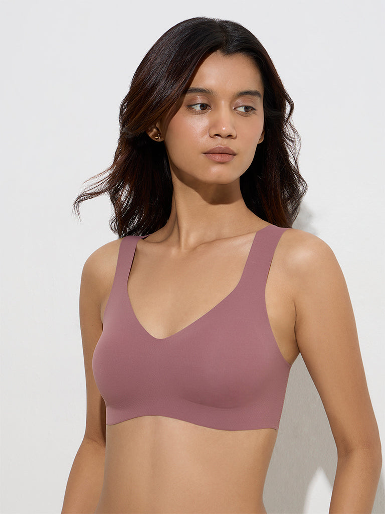 westisde Wunderlove Women's Dusty Rose Invisible Bra for Casual Wear Front View