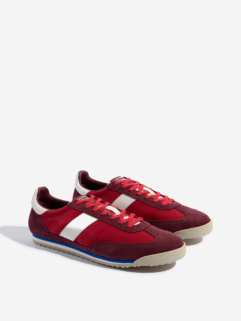 SOLEPLAY Red Colour-Blocked Lace-Up Sneakers