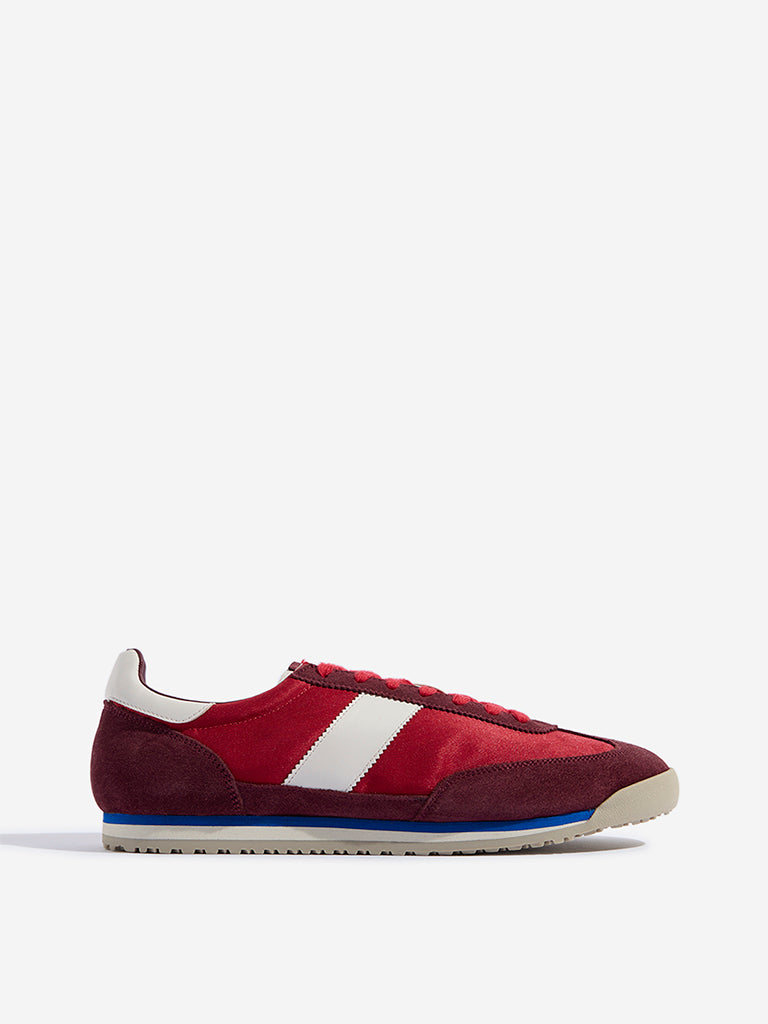 SOLEPLAY Red Colour-Blocked Lace-Up Sneakers
