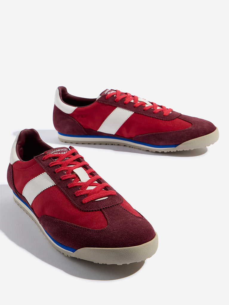 SOLEPLAY Red Colour-Blocked Lace-Up Sneakers